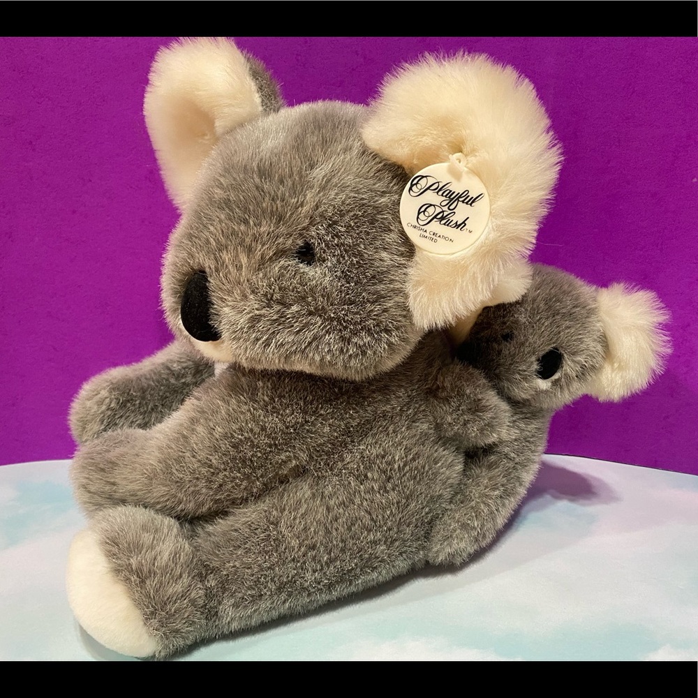 KOALA BEAR FAMILY VINTAGE 80s CHRISMA PLAYFUL PLUSH w/TAGS MOM & BABY KOALA BEAR